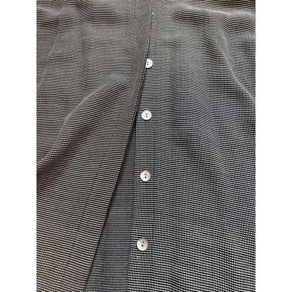 Talbots Button Front Shirt Sz L Wool Blend Checkered Collared Black White - Picture 4 of 11